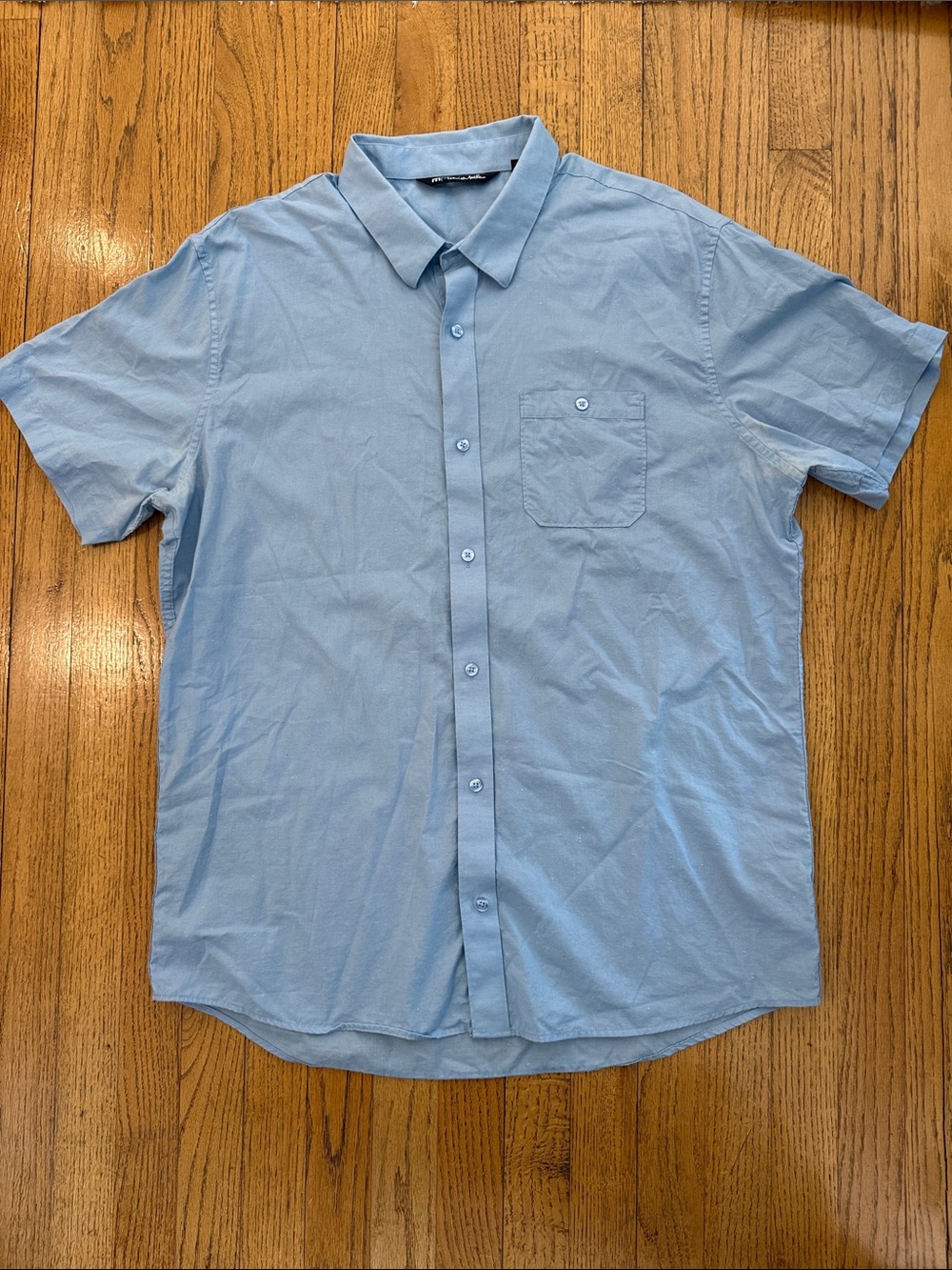 TravisMathew Blue Short Sleeve Button Up Shirt XL Lightweight Golf Casual